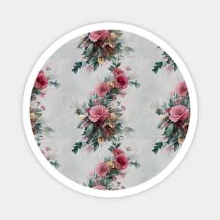 Vintage Flower Snow Pattern Water Color Design Pattern Magnet